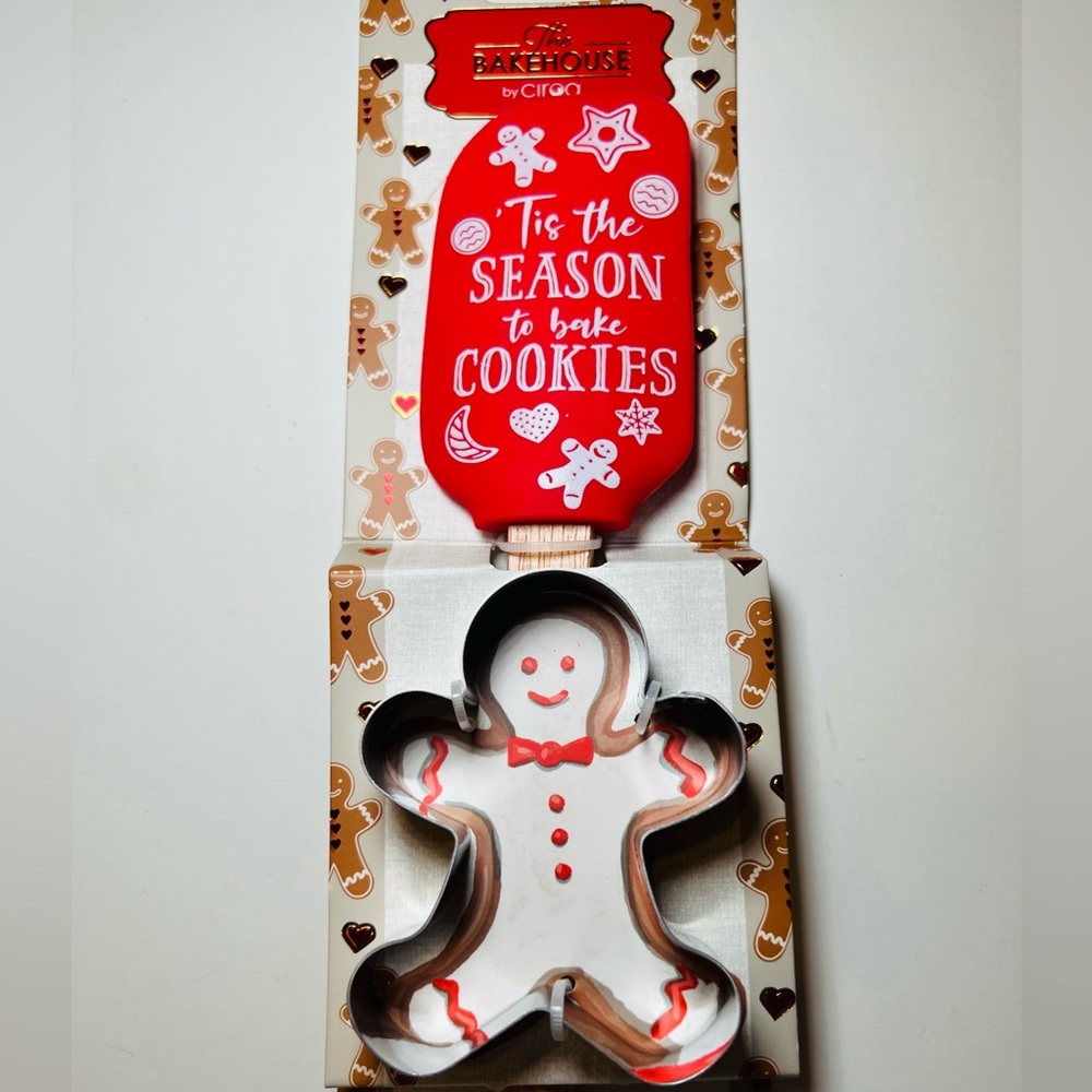Tis the Season to Bake Cookies Silicone Spatula + Gingerbread Man Cookie Cutter